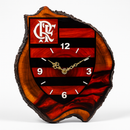 Relógio Rústico Artesanal Flamengo  em Madeira e Resina Epóxi