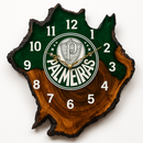 Relógio Rústico Artesanal Palmeiras  em Madeira e Resina Epóxi